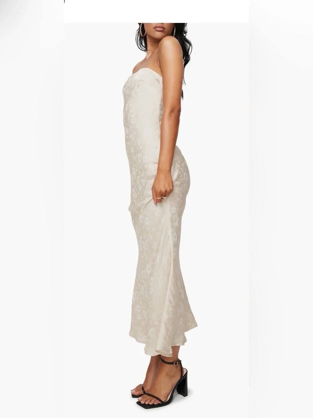 NWT Altar’d State Strapless Jacquard Dress White Floral , Large
